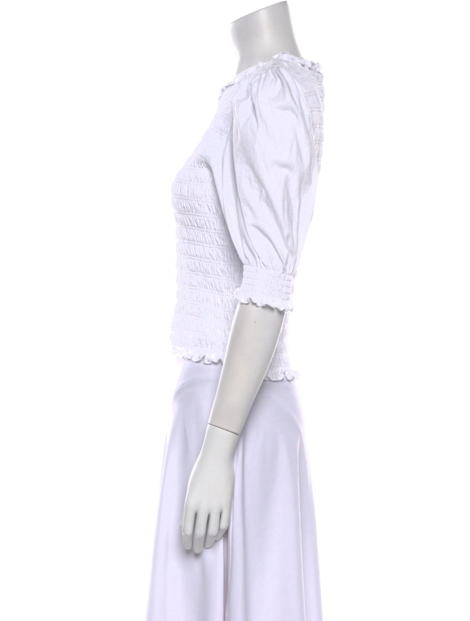 Veronica Beard Crew Neck Three-Quarter Sleeve Crop Top